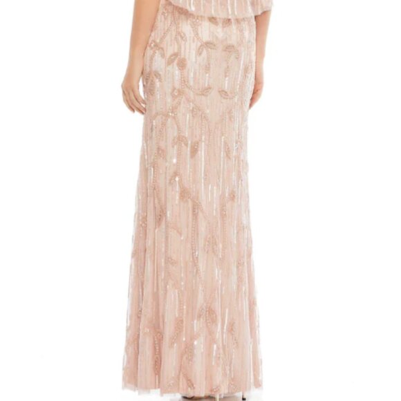 MAC DUGGAL 9064 EMBELLISHED CAPE SLEEVE TRUMPET BLUSH GOWN sz 6 - Picture 5 of 5